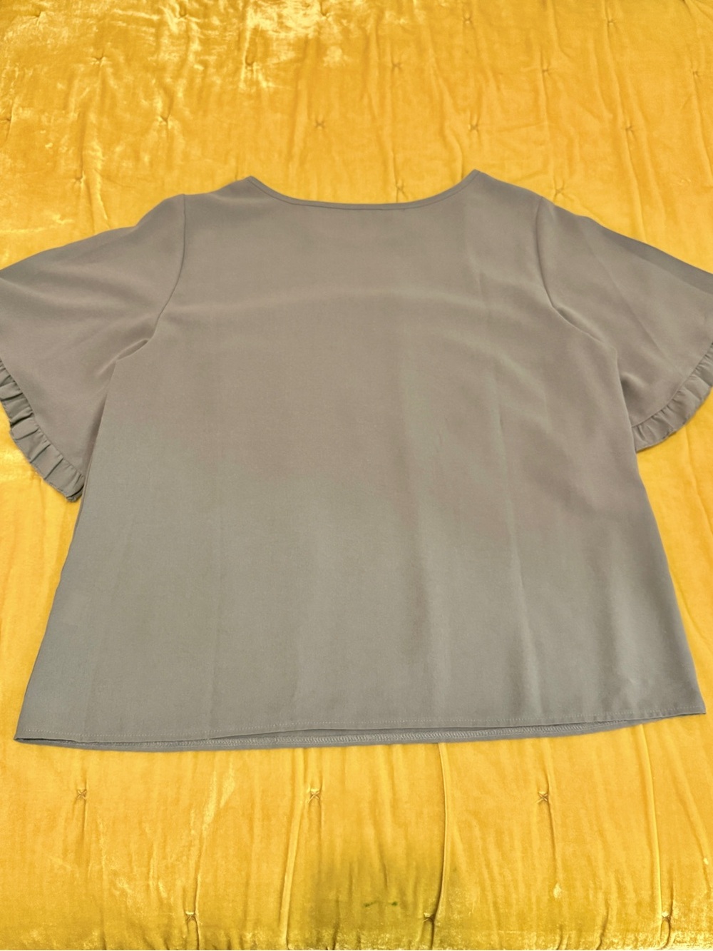 SHEIN Slate Gray Ruffle Sleeve Scoop Neck Top